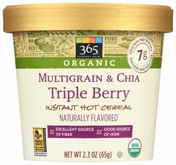 365 Everyday Value, Organic Instant Hot Cereal, Multigrain & Chia Triple Berry, 2.3 oz