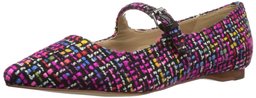 Amazon Brand - The Fix Women's Estrella Mary Jane Tweed Ballet Pointed Toe Flat, Pink/Multi, 9 B US