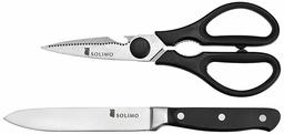 (Renewed) Amazon Brand - Solimo Premium High-Carbon Stainless Steel Detachable Kitchen Shears and Knife Set, 2-Pieces, Silver