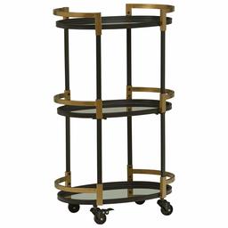 Amazon Brand – Rivet Modern Glass Shelf Rolling Serving Bar Cart, 32.28