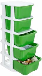 Amazon Brand - Solimo Plastic Multipurpose Modular Drawer, 5 Racks, Green