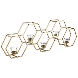 Amazon Brand – Rivet Modern Metal Wall Mounted Hexagon Tealight Candle Holder Decor - 11.5