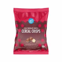 Marca Amazon - Happy Belly Bolitas de cereales crujientes recubiertas de chocolate con leche 150g x 6