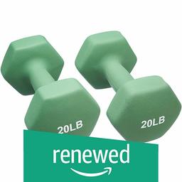 (Renewed) AmazonBasics Neoprene Dumbbells, Set of 2, (9.1 KGS Each ) - Light Green