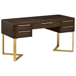 Amazon Brand – Rivet Modern West Office Computer Desk with 5 Drawers, 58