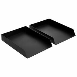 AmazonBasics Plastic Organizer - Letter Tray, Black, 2-Pack