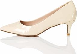 Marca Amazon - find. Kitten Heel Court Zapatos de tacón con Punta Cerrada, Beige (Beige (Nude), 38 EU