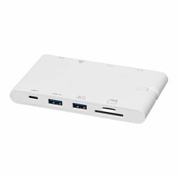 AmazonBasics Type-C Docking with HDMI, VGA, Ethernet, 2 USB-A, SD/TF Card Reader, Type-C data port (5Gbps) and Type-C charging port (PD 100W) - ABS, White