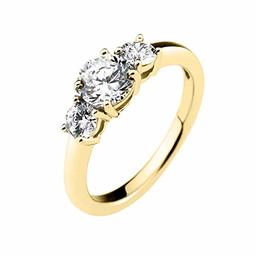 [Find] Amazon Collection K Yellow go-rudokuriaraundokyu-bikkuzirukonia 3 Stone Ring, Size 11 