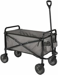 AmazonBasics Garden Tool Collection - Collapsible Folding Outdoor Garden Utility Wagon with Cover Bag, Grey (Renewed)