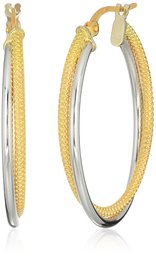 18k Two Tone Double Tube Hoop Earrings