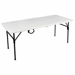 AmazonCommercial 6ft Folding Table, Half-Folded, White Granite