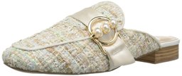 The Fix Amazon Brand Women's Dafnee Loafer Slide with Pearl Buckle, Bright White/Multi Tweed, 9 B US