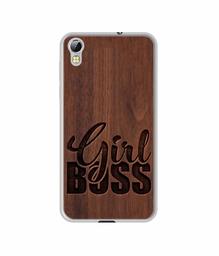 Amazon Brand - Solimo Designer Girl Boss On Wood UV Printed Soft Back Case Mobile Cover for Techno i3