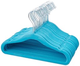 AmazonBasics Kids Velvet Non-Slip Clothes Hangers, 30-Pack, Blue (Renewed)