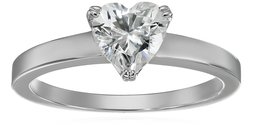 Platinum-Plated Silver Heart-Shape (1.5 cttw) Solitaire Ring made with Swarovski Zirconia, Size 6