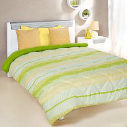 Amazon Brand - Solimo Xander Microfibre Printed Comforter, Single, 200 GSM, Green and Yellow