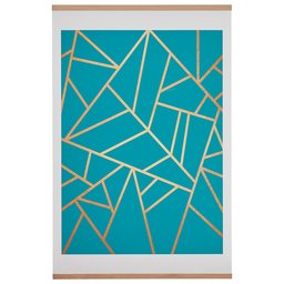 Amazon Brand – Rivet Blue and Metallic Gold Geometric Print with Oak Hanger, 40