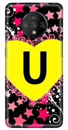 Amazon Brand - Solimo Designer Heart Pattern Alphabet-U 3D Printed Hard Back Case Mobile Cover for OnePlus 7T