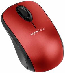 AmazonBasics Wireless Computer Mouse with USB Nano Receiver – Red