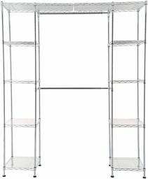 AmazonBasics Expandable Metal Hanging Storage Organizer Rack Wardrobe with Shelves, 14