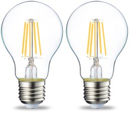 AmazonBasics LED E27 Edison Screw Bulb, 4.3W (equivalent to 40W), Clear Filament - Pack of 2