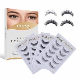 Eono by Amazon - 20 Pairs of 3D False Eyelashes, 4 Styles of Eyelashes, Reusable, Suitable for Novice Use, Make-up Essential Products