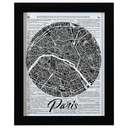 Rivet Vintage Book Art Paris 11 x 14, Black Frame-P