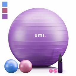 UMI. by Amazon -Ballon de Fitness Suisse Epais Exercice de Yoga Gym Stabilité Anti-Explosion avec Pompe à Main 65cm/75cm (1 x 55cm(Violet))