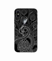 Amazon Brand - Solimo Designer Peacock Feather Pattern 3D Printed Hard Back Case Mobile Cover for Apple iPhone X (Logo Cut)