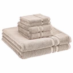 AmazonBasics GOTS Certified Organic Cotton Towel Set - 6-Piece Set