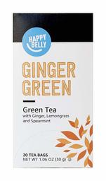 Amazon Brand - Happy Belly Ginger Green Tea Bags, 20 Count