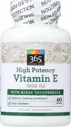 365 Everyday Value, High Potency Vitamin E 1000 IU, 60 ct