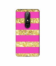 Amazon Brand - Solimo Designer Golden Stripes 3D Printed Hard Back Case Mobile Cover for Nokia 6.1 Plus