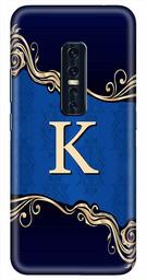 Amazon Brand - Solimo Designer Blue Pattern Alphabet-K 3D Printed Hard Back Case Mobile Cover for Vivo V17 Pro