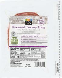 365 EVERYDAY VALUE Uncured Turkey Ham, 6 OZ