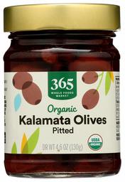 365 valeur quotidienne, olives de Kalamata biologiques, dénoyautées, 4,6 oz