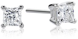 IGI Certified Platinum Princess Cut Diamond Stud Earrings (1/2 cttw, G-H Color, VS2 Clarity)