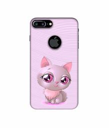 Amazon Brand - Solimo Designer Cute Pink Cat 3D Printed Hard Back Case Mobile Cover for Apple iPhone 7 Plus (Logo Cut)