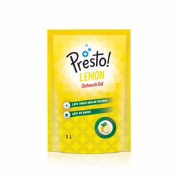 Amazon Brand - Presto! Dishwash Gel Refill, Lemon - 1 L