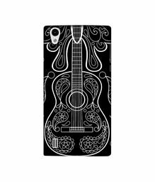 Amazon Brand - Solimo Designer White Gitar On Black 3D Printed Hard Back Case Mobile Cover for VIVO Y15