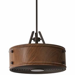 Amazon Brand – Rivet Mid Century Modern Ceiling Pendant Chandelier With Light Bulb - 16.5 x 16.5 x 19.25 Inch Shade, 6-48 Inch Cord, Wood Finished Steel Shade