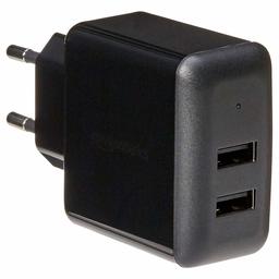 AmazonBasics - USB-laadadapter (2,4 ampère) met 2 poorten - zwart