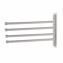 UMI. A2102S4-2 Hand Towel Rail with 4 Arms SUS304 Stainless Steel Hand Towel Holder for Hanging 180° Rotation Adjustable Wall Mounted Brushed