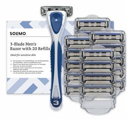 Amazon Brand - Solimo Male 3 blade razor with 20 cartridges