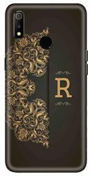 Amazon Brand - Solimo Designer Black Pattern Alphabet-R 3D Printed Hard Back Case Mobile Cover for Realme 3 / Realme 3i