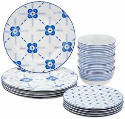 Amazon Brand - Solimo 15 Piece Dinnerware Set (Blue Floral)