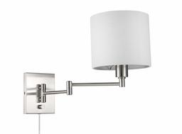 Amazon Brand - Ravenna Home Single-Light Plug-In Wall Sconce with White Linen Shade, LED Bulb Included, 12.6