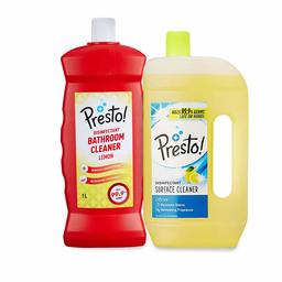 Amazon Brand - Presto! Bathroom Cleaner Citrus (1 L) with Floor Cleaner Citrus (975 ml) Combo