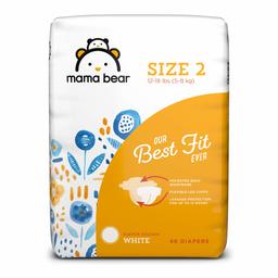 Amazon Brand - Mama Bear Best Fit Diapers Size 2, 46 Count, White Print [Packaging May Vary]